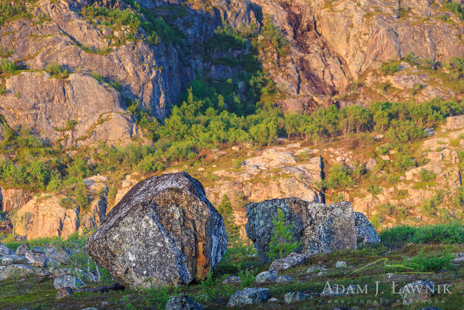 Głazy przy najstarszej górze w Norwegii